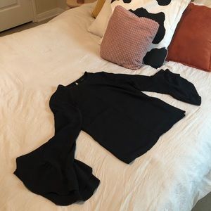 black silky long sleeve top